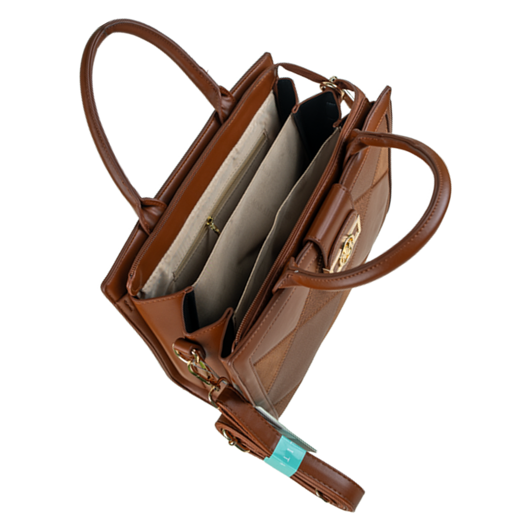 Chic Brown Quilted Design Shoulder Bag