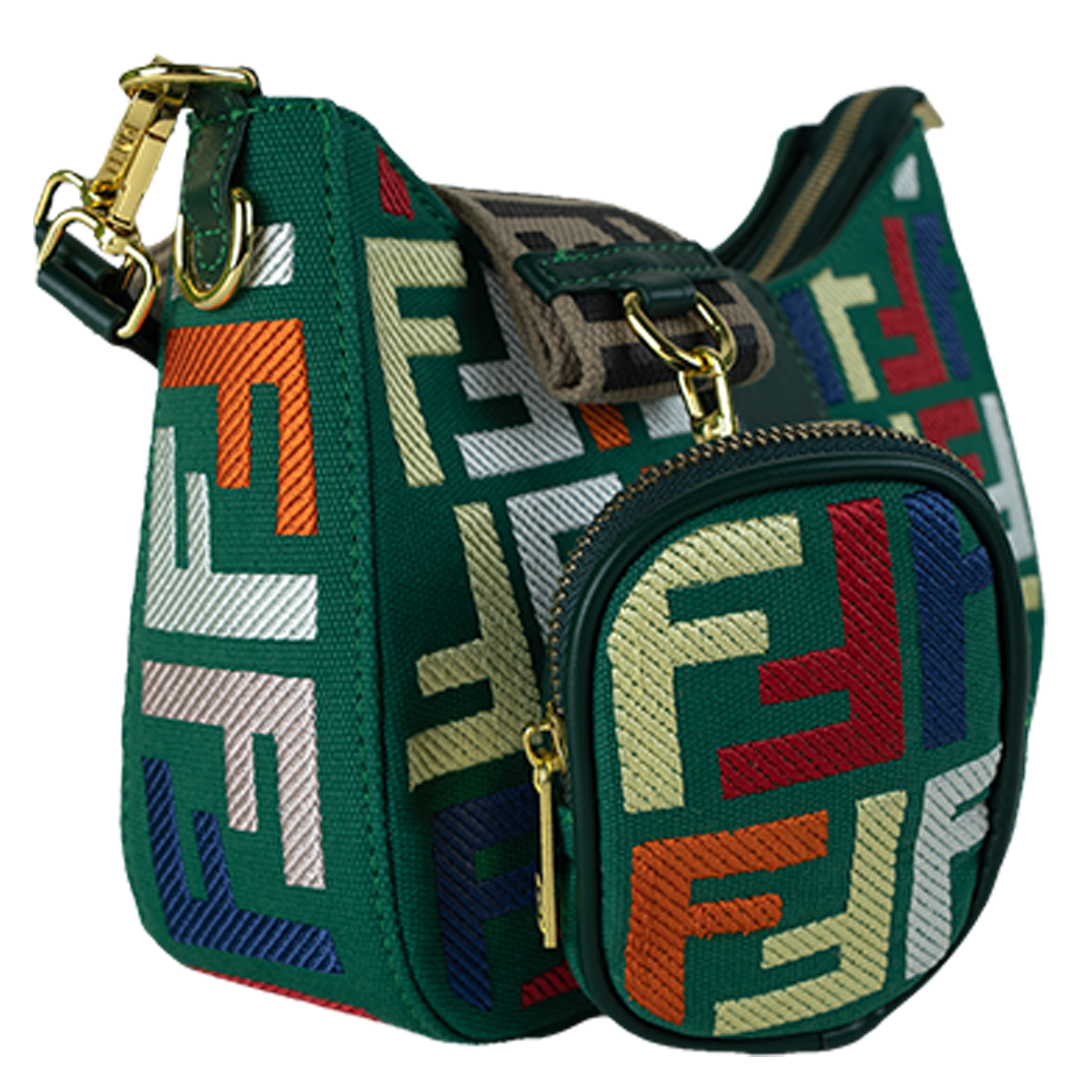 Fendi Roma green multi-color shoulder bag
