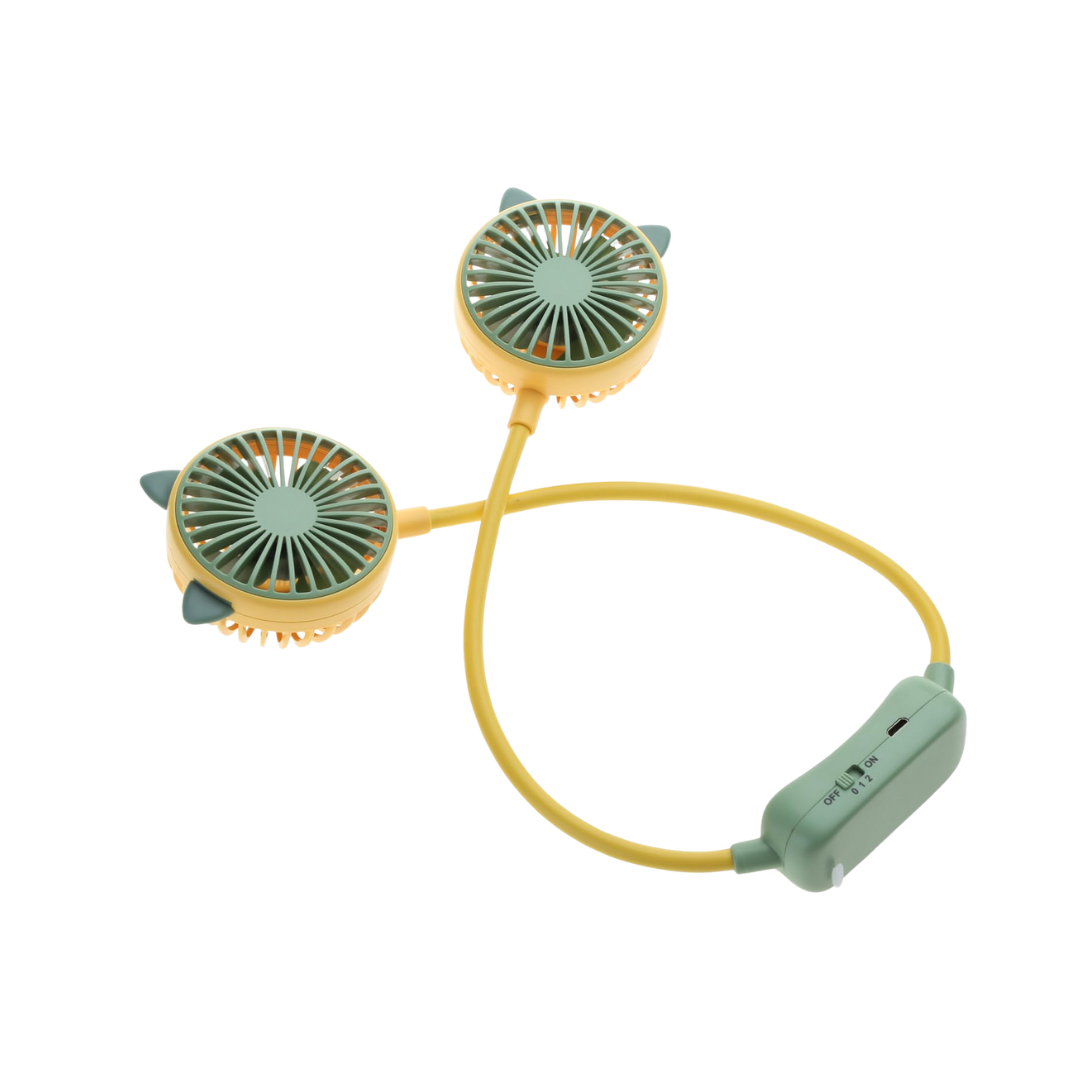 Portable USB Rechargeable Dual-Fan Neck Fan for Cooling