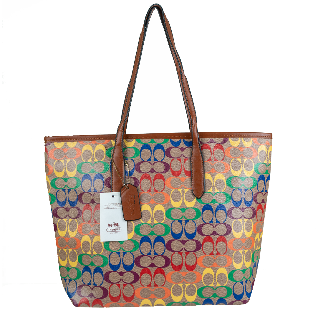 Vibrant Coach Multicolor Signature Pattern Tote Bag