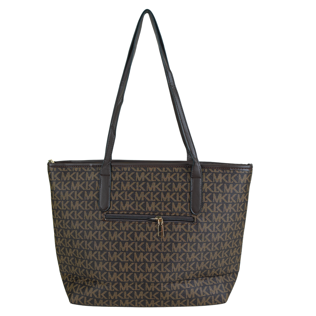  Classic Patterned Tote Bag with Dark Trim