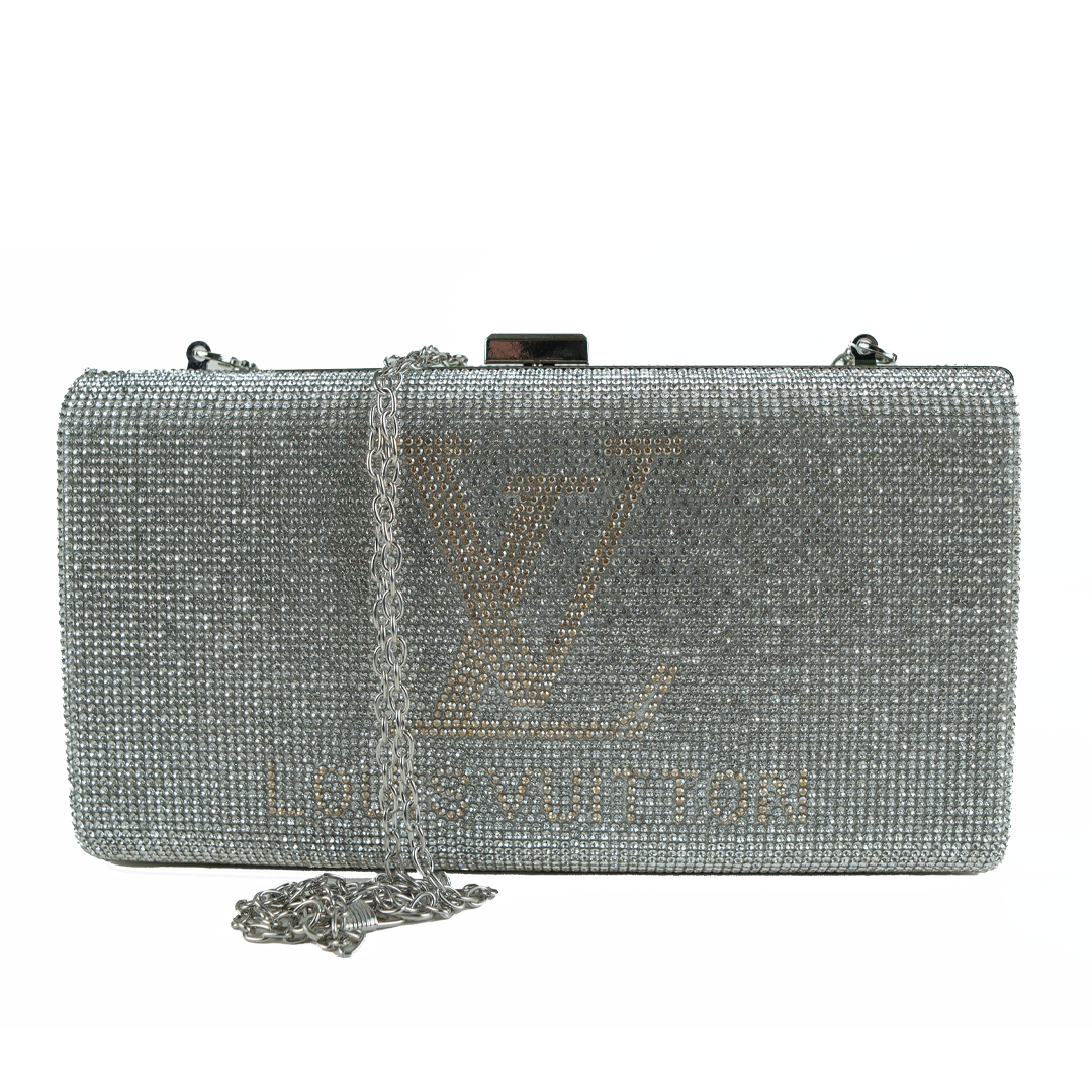 Dazzling  Crystal Rectangular Clutch with Chain