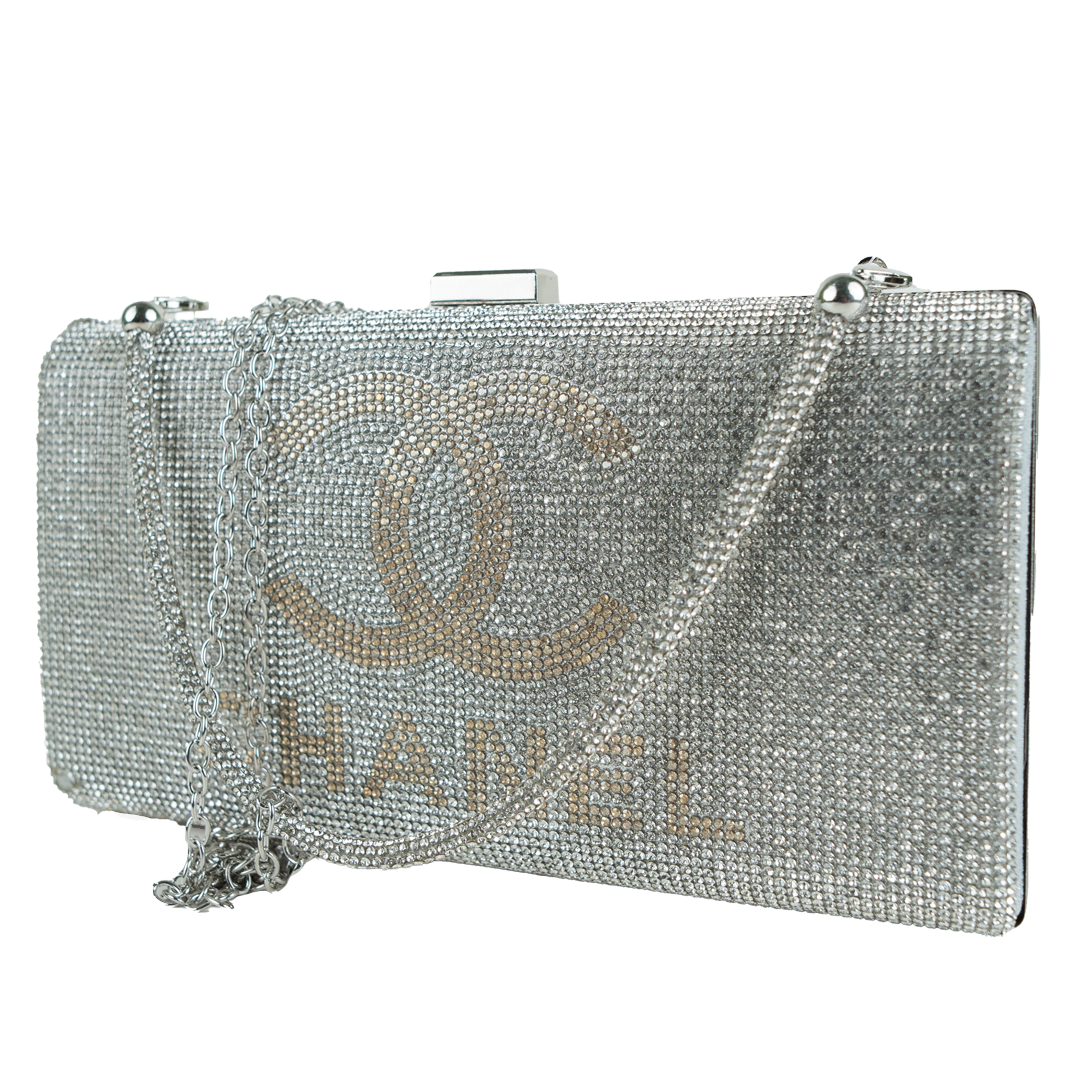Glamorous Embellished Frame Clutch with Chain Strap