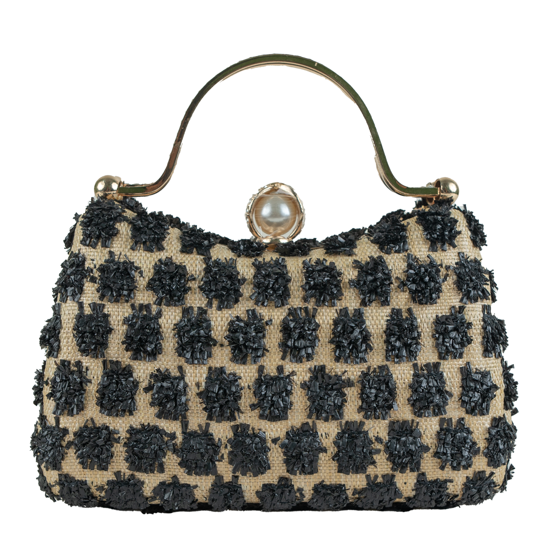 Elegant Beaded Clutch with Pearl Accent