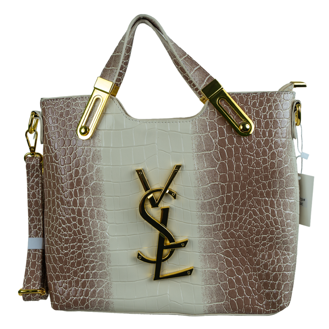 Elegant Tone Crocodile Embossed YSL Tote Bag