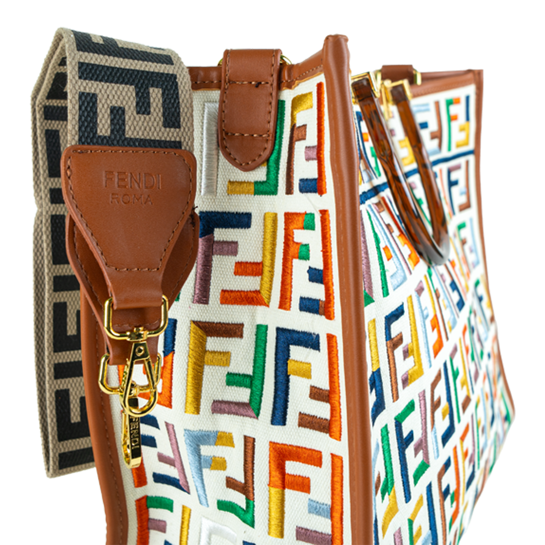 Vibrant Fendi Multicolor Logo Print Tote Bag
