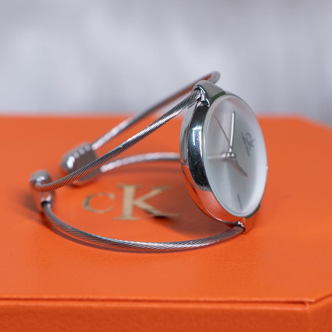 Elegant Calvin Klein Minimalist Silver Bangle Watch
