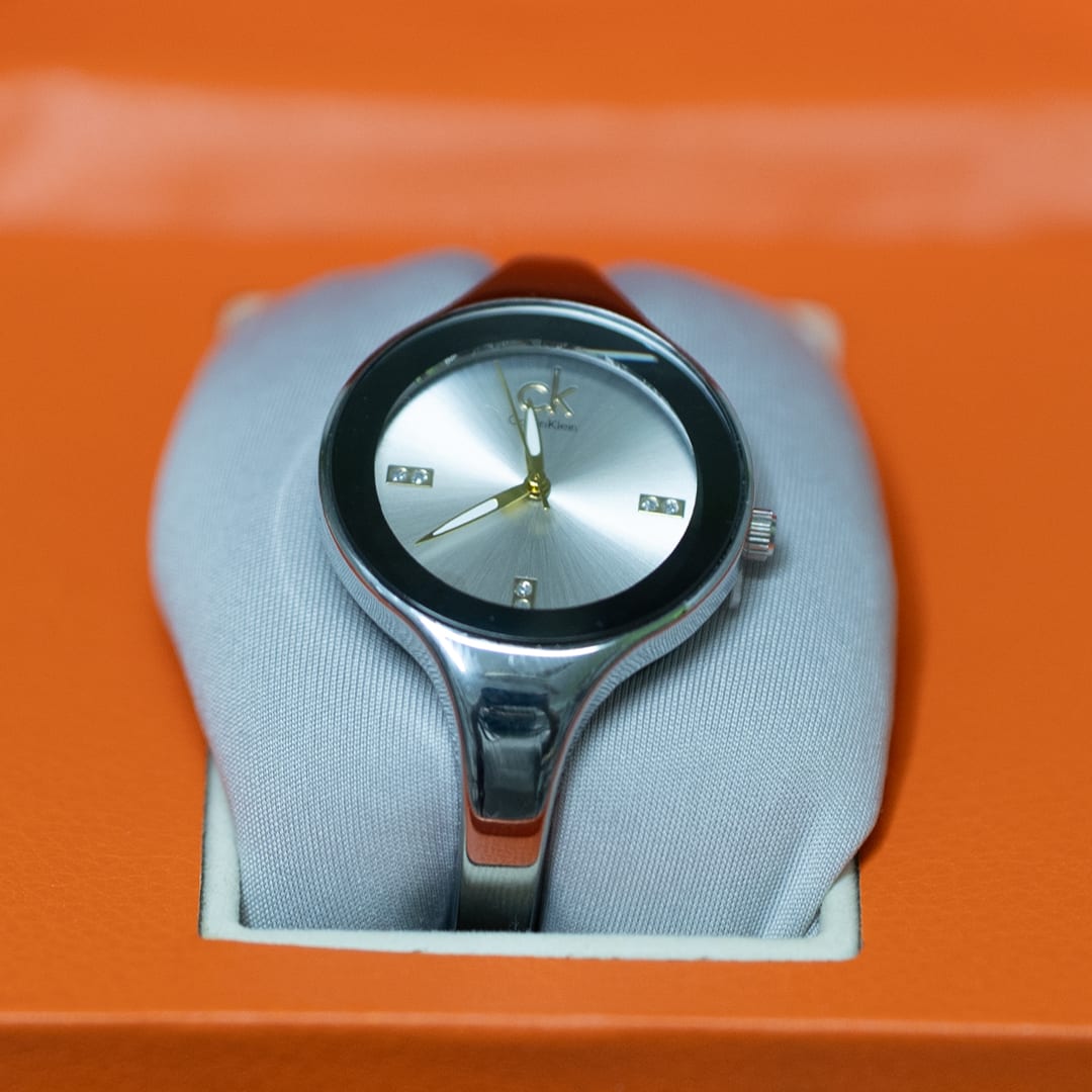 Stylish Calvin Klein Silver-Tone Ladies Bracelet Watch!