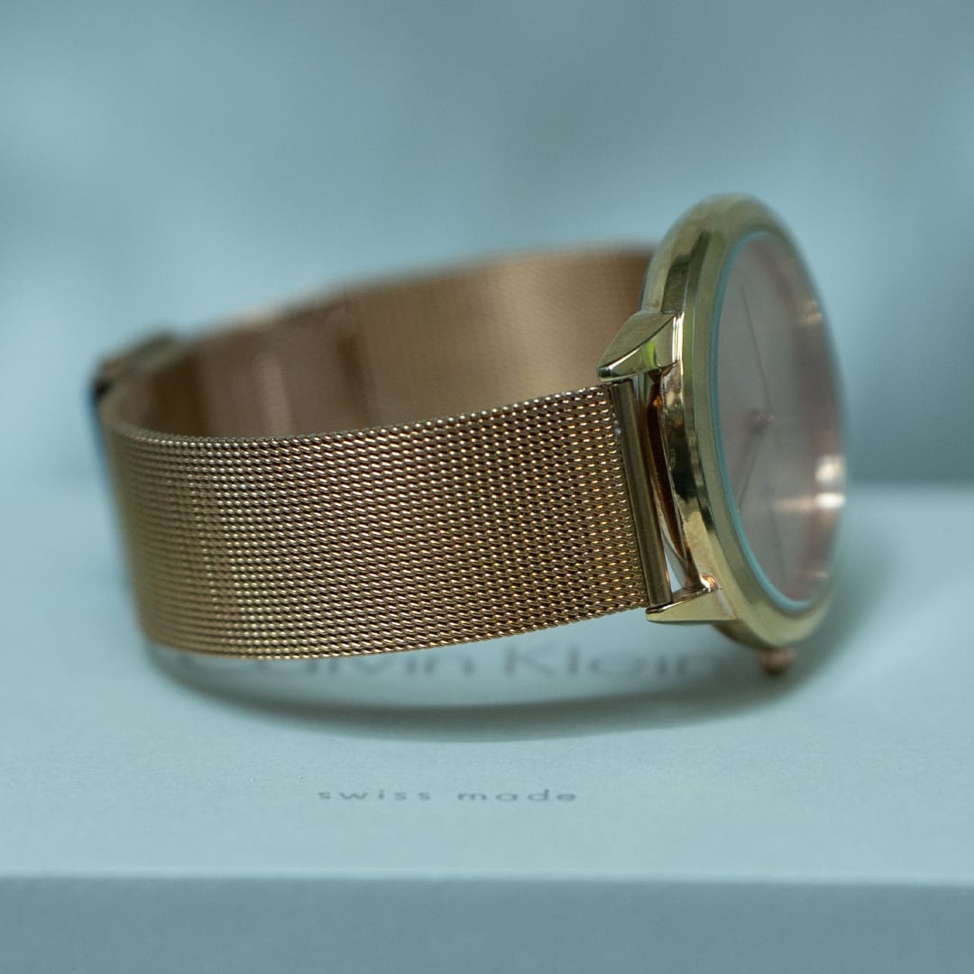 Elegant Gold-Tone Calvin Klein Minimalist Mesh Watch