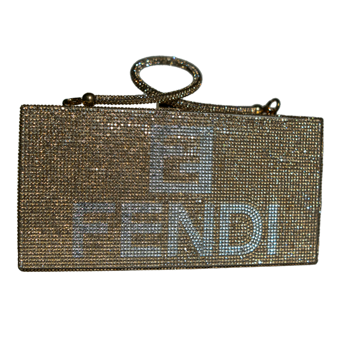 Luxurious "FENDI" Embellished Party Clutch