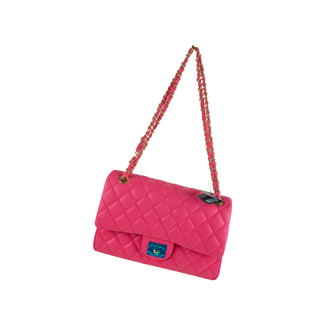 Vibrant Pink Chanel Quilted Shoulder Bag with Gold Chain