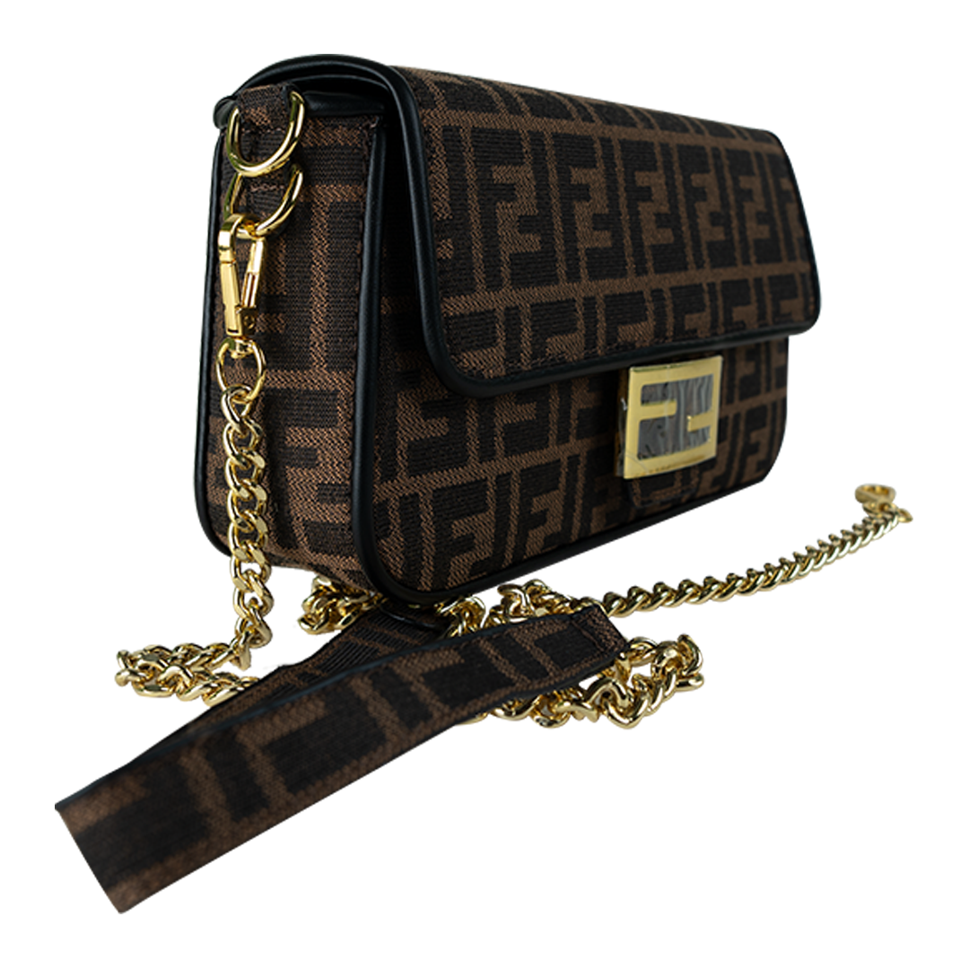 Stylish Fendi Patterned Clutch with Chain Strap