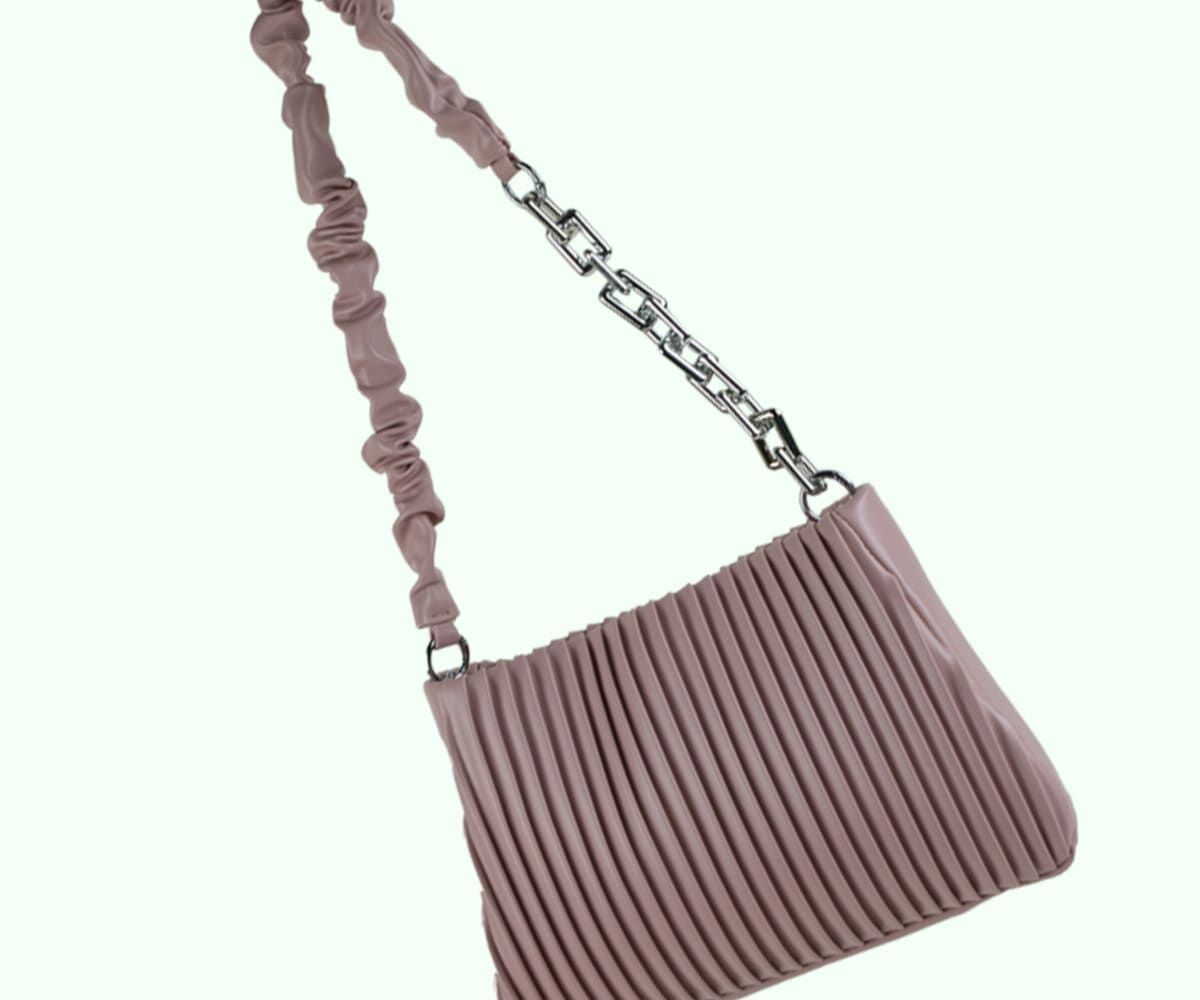 Elegant Pleated Cream Clutch or Shoulder Bag